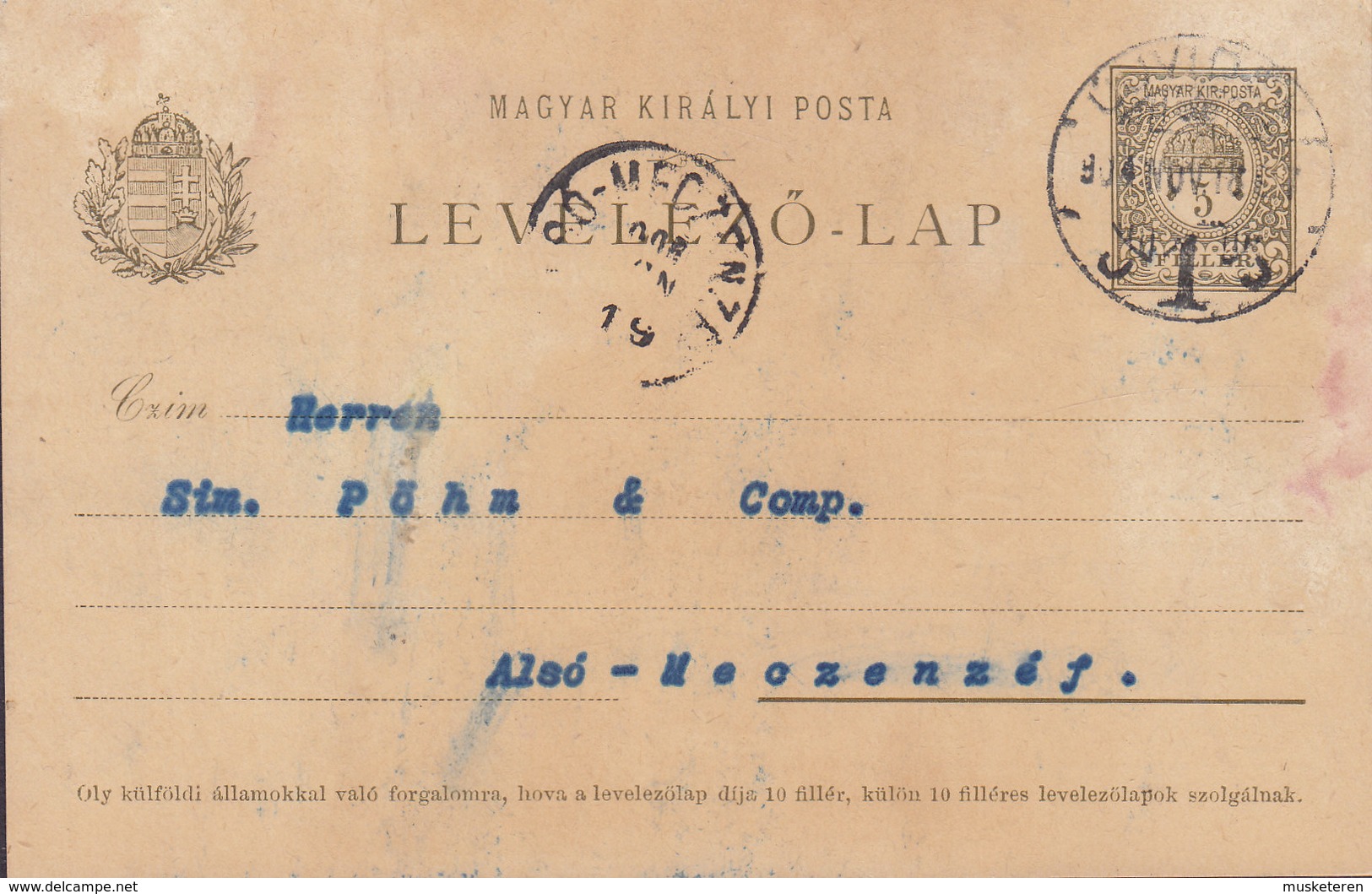 Hungary Ungarn Postal Stationery Ganzsache PRIVATE Print KLEINTSEK ÉS TÁRSA Ujvidék 1918 MECZENZÉF (2 Scans) - Ganzsachen