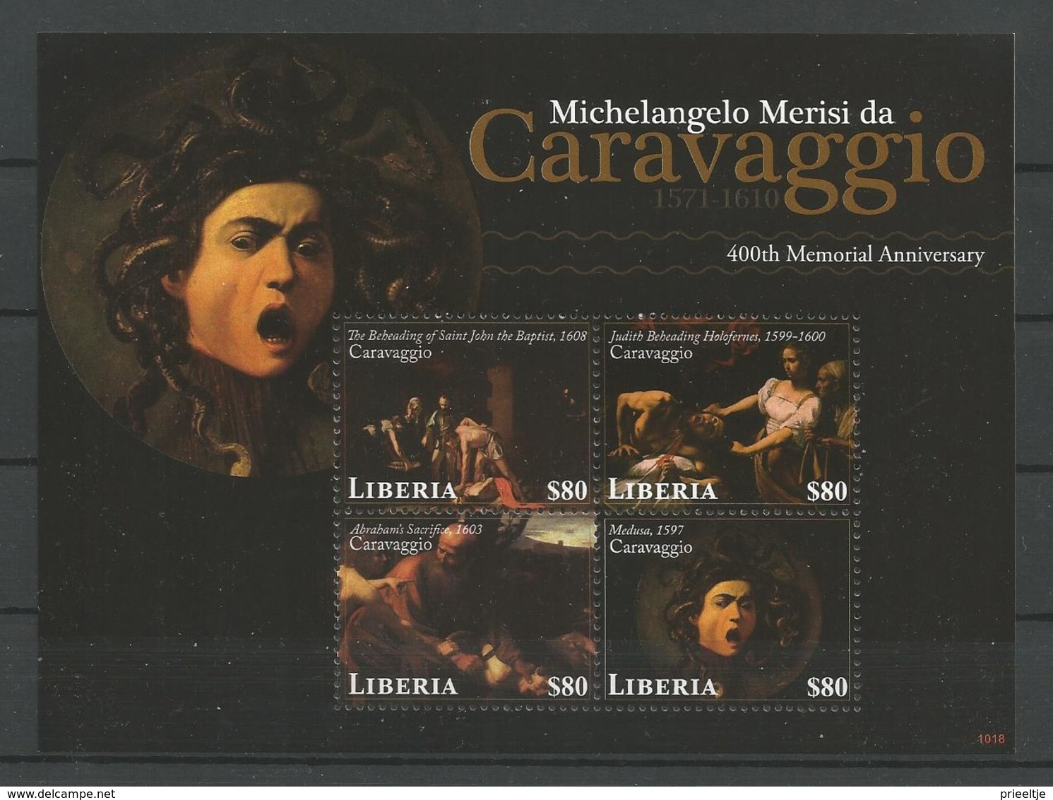 Liberia 2010 Caravaggio  Sheet  Y.T. 4793/4796 ** - Liberia