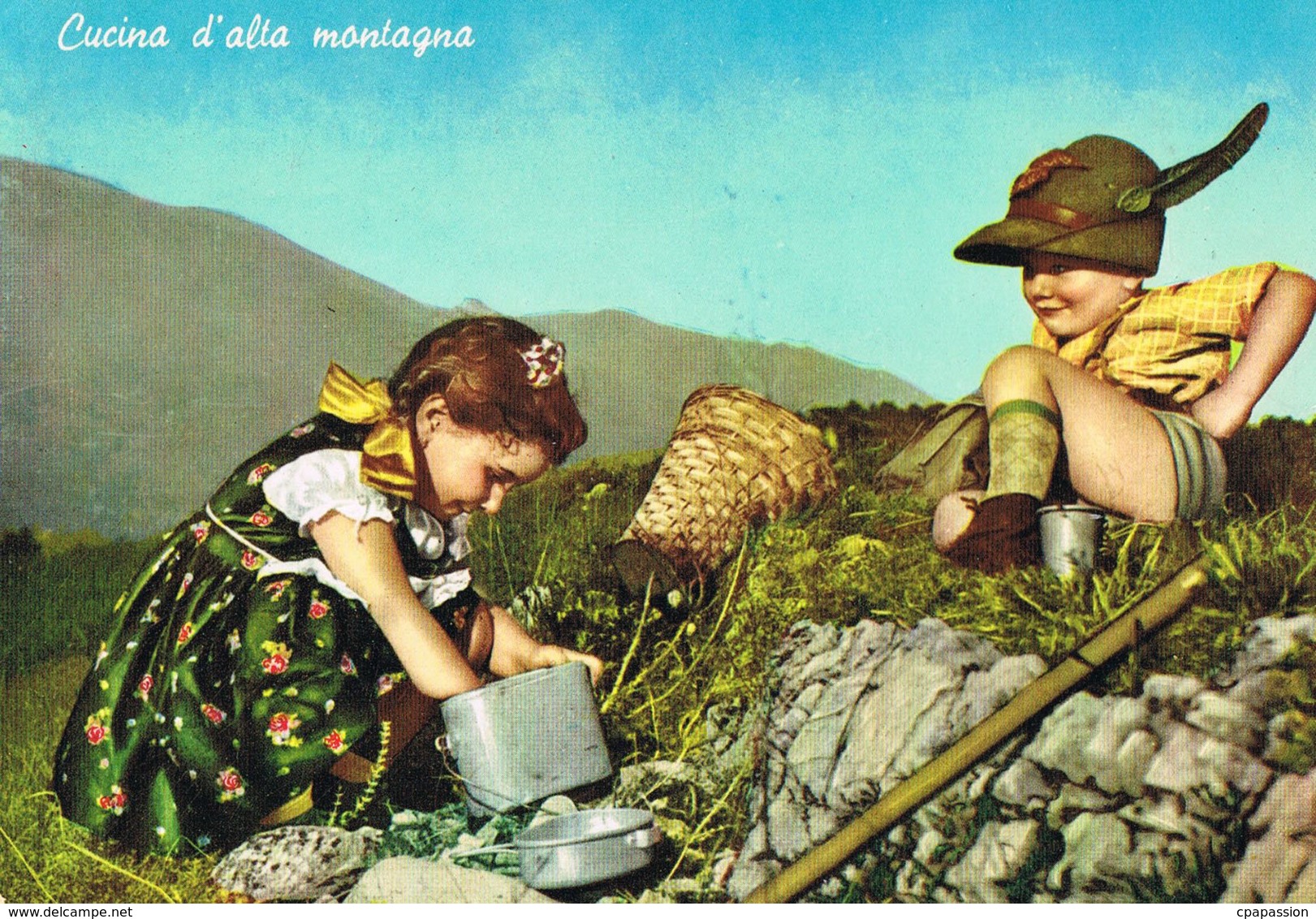 Cucina D'alta Montagna -Enfants- Bambini - Voyagée 1963 - Recto Verso-Paypal Free - Autres & Non Classés