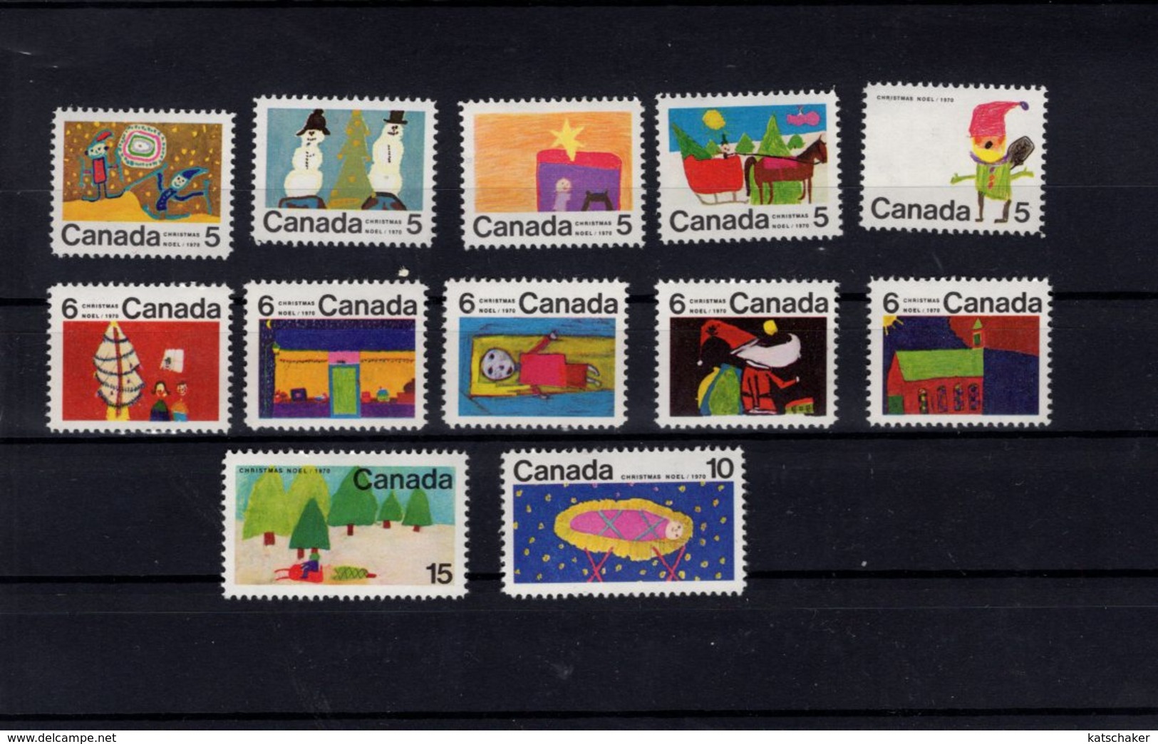 753842030 1971 SCOTT  519 - 530 POISTFRIS MINT NEVER HINGED EINWANDFREI XX CHRISTMAS DESIGNS BY CANADIAN SCHOOL CHILDREN - Neufs