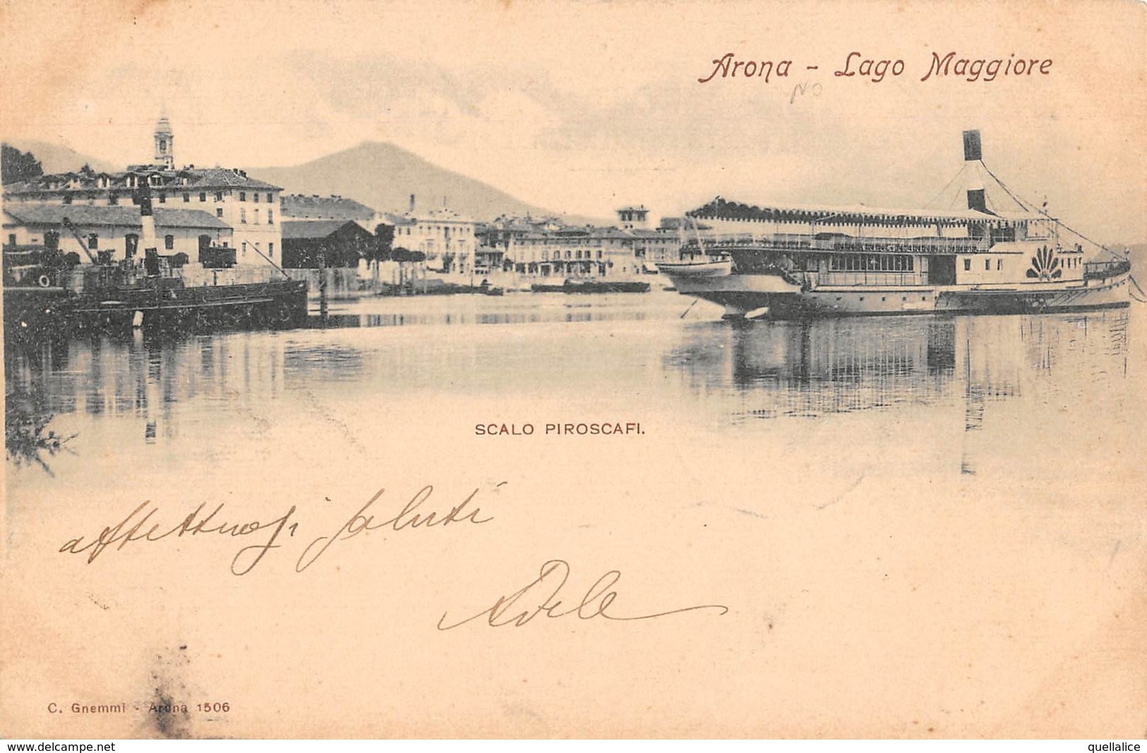 1067 "(NO) ARONA - LAGO MAGGIORE - SCALO PIROSCAFI" ANIMATA, BATTELLO. CART  SPED - Novara