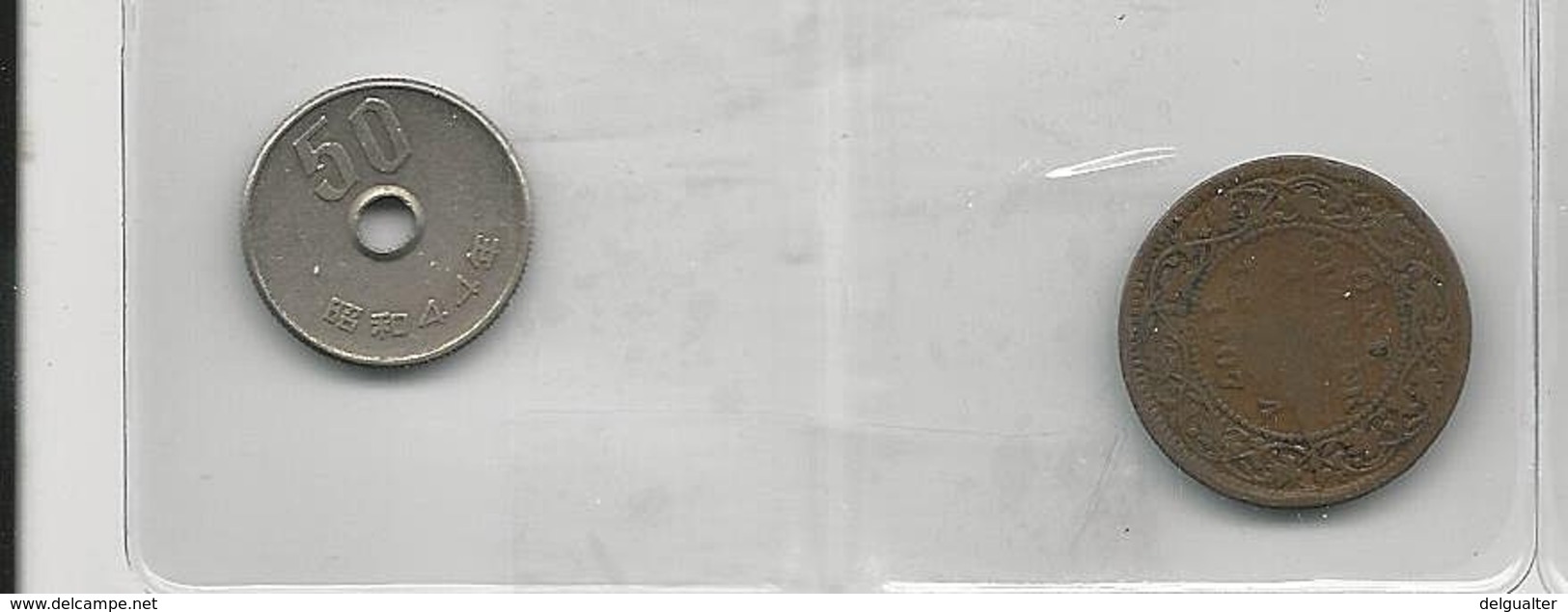 2 Coins 1/4 Anna 1907 British India + 50 Yen Japan - Kilowaar - Munten