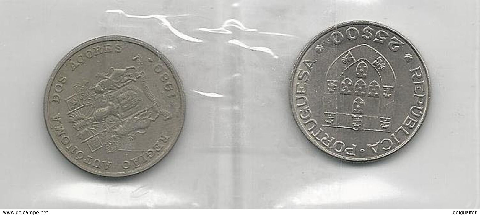 Portugal 2 Coins 25 Escudos Açores + Mundial Hóquei - Kilowaar - Munten