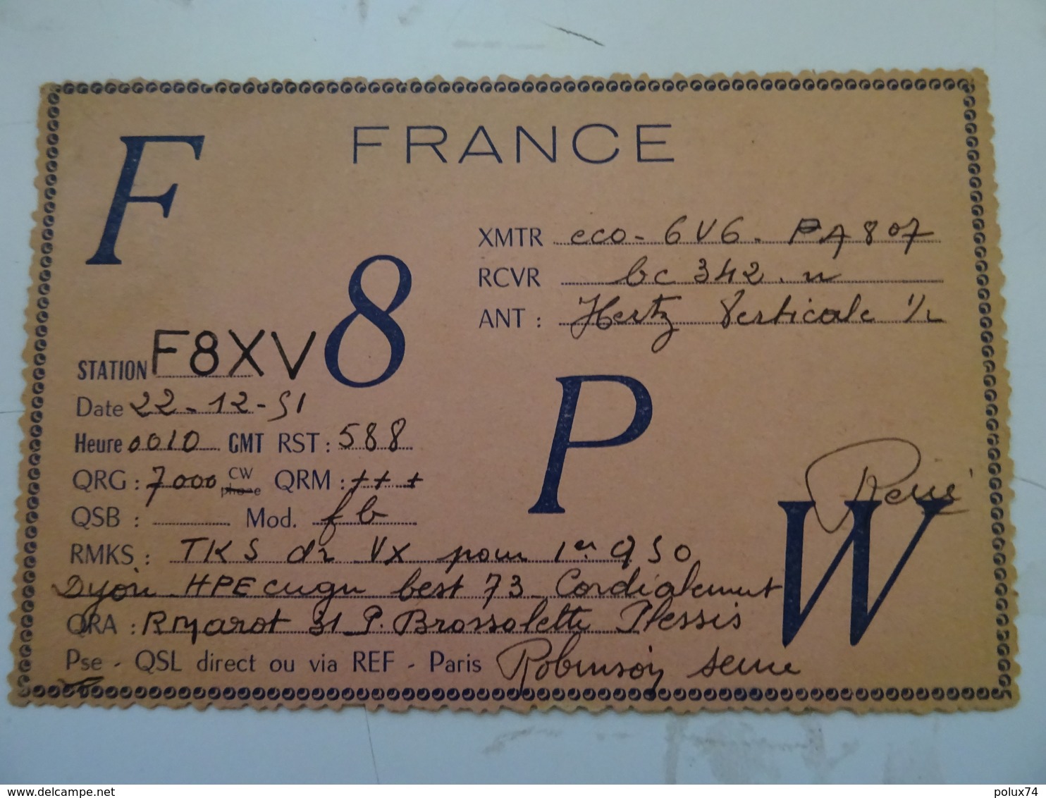 FRANCE  Vignette + Carte  Radio Emetteurs F.8.P.W. - Radiodiffusion