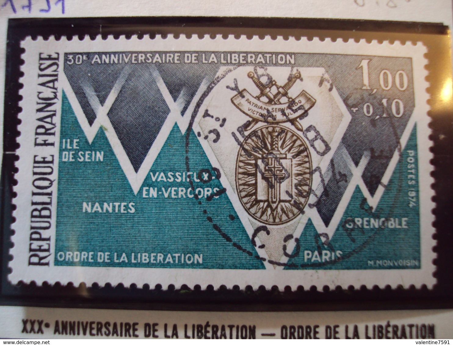 1970-79-timbre Oblitéré N°  1797   " Ordre De La Libération      "     0.80 - Oblitérés