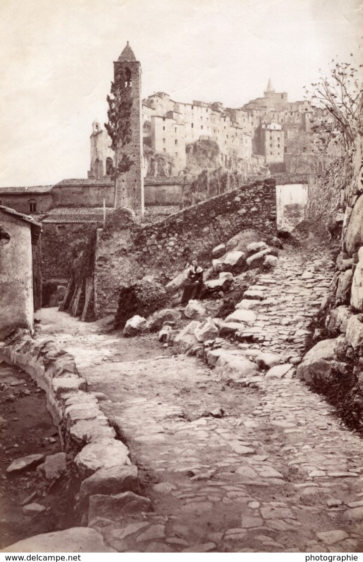 Italie Ceriana Vue Generale Tour Ancienne Photo Jean Gilletta 1880' - Anciennes (Av. 1900)