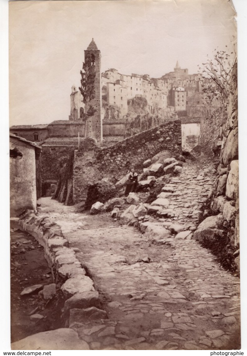 Italie Ceriana Vue Generale Tour Ancienne Photo Jean Gilletta 1880' - Antiche (ante 1900)