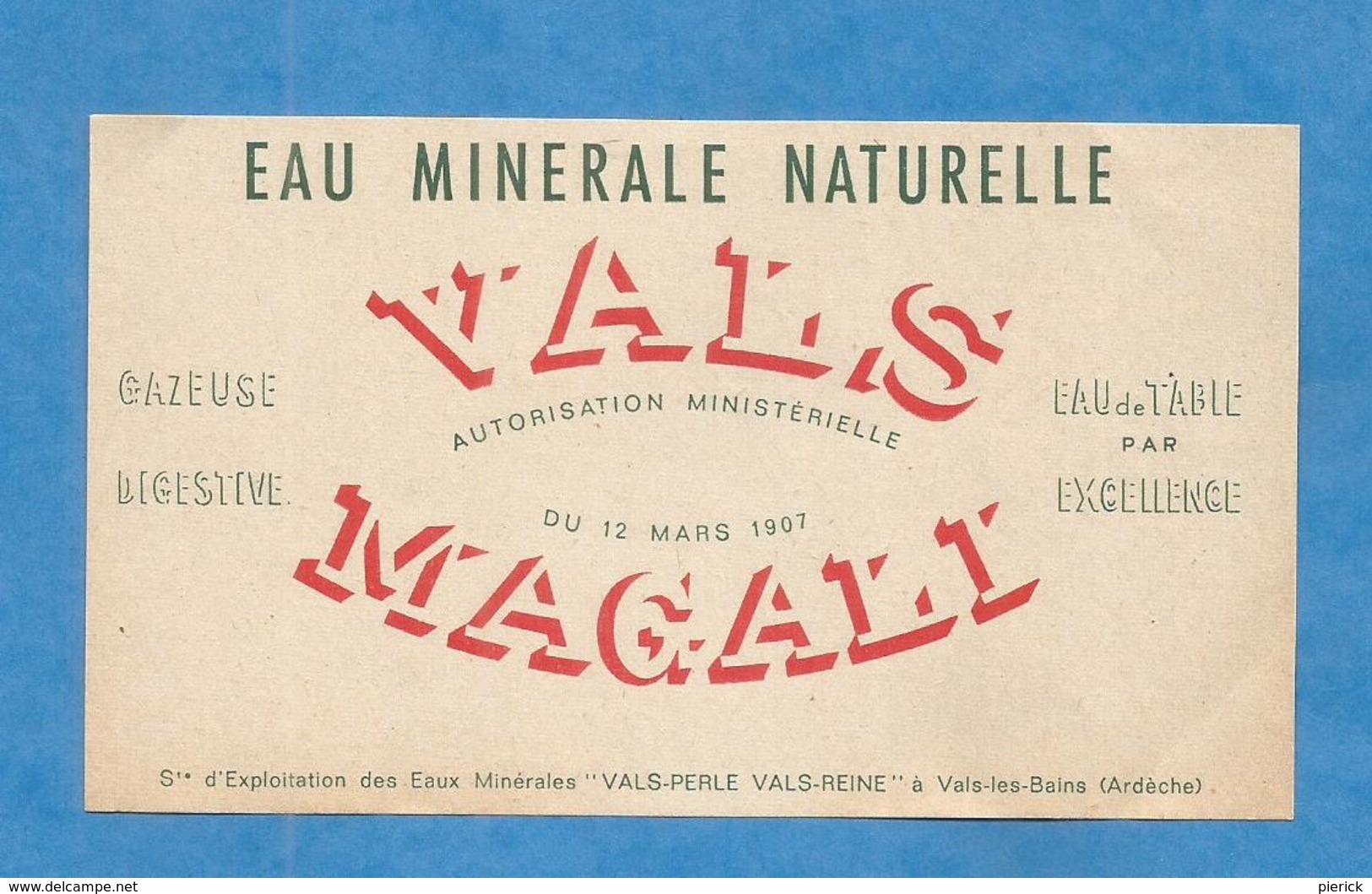 VALS LES BAINS ETIQUETTE EAU MINERALE ARDECHE WATER LABEL MAGALI Rouge - Autres & Non Classés