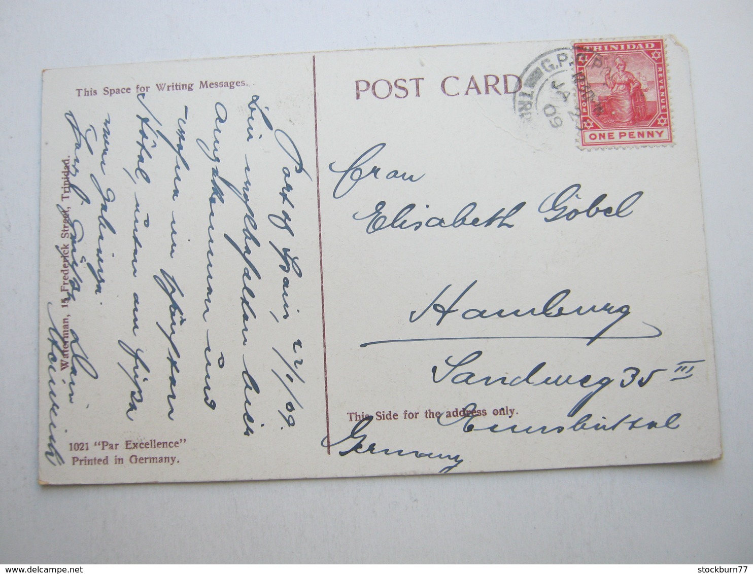 TRINIDAD , Postcard With Stamp Send To Germany 1909 - Trinidad