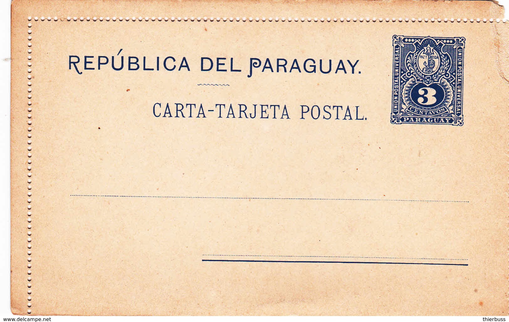 Entier Carte Tarjeta Lion Postal - Paraguay