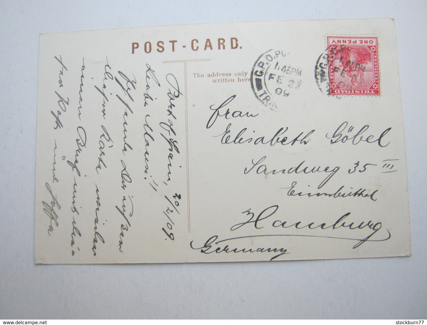 TRINIDAD , Postcard With Stamp Send To Germany 1909 - Trinidad