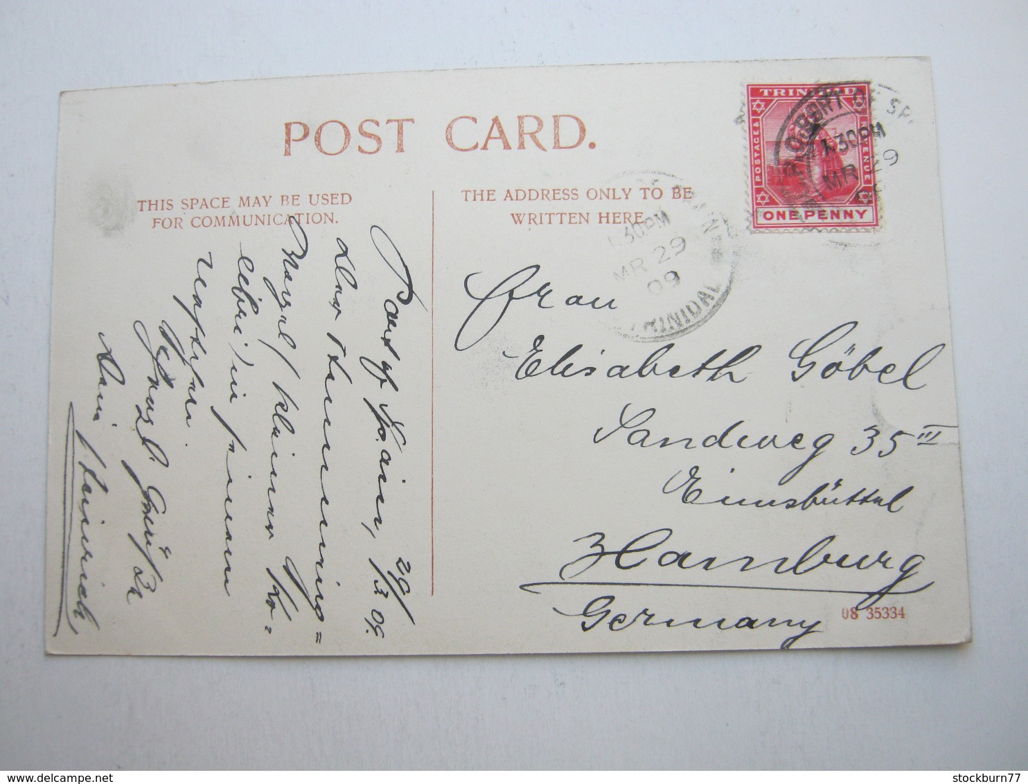 TRINIDAD , Postcard With Stamp Send To Germany 1909 - Trinidad