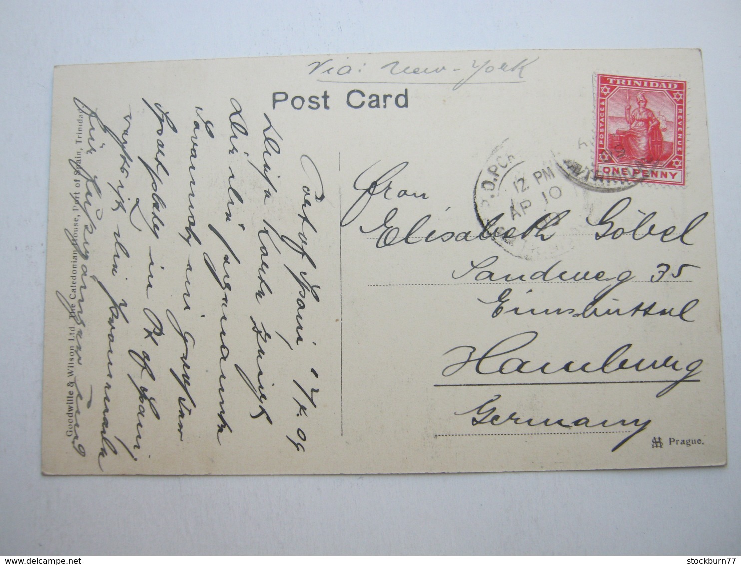 TRINIDAD , Postcard With Stamp Send To Germany 1909 - Trinidad