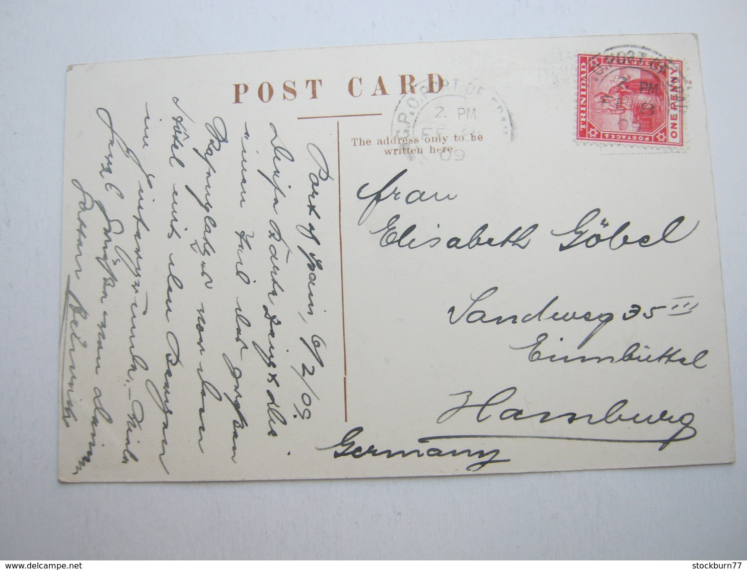 TRINIDAD , Postcard With Stamp Send To Germany 1909 - Trinidad