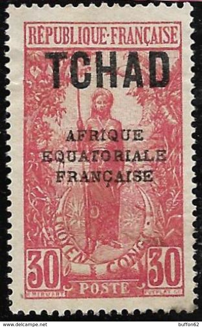 Tchad / Chad (1924): Timbre De 1922 Type Congo Surchargés "Afrique Equatoriale Française". MH. Femme Bakalois.. N°27. - Unused Stamps