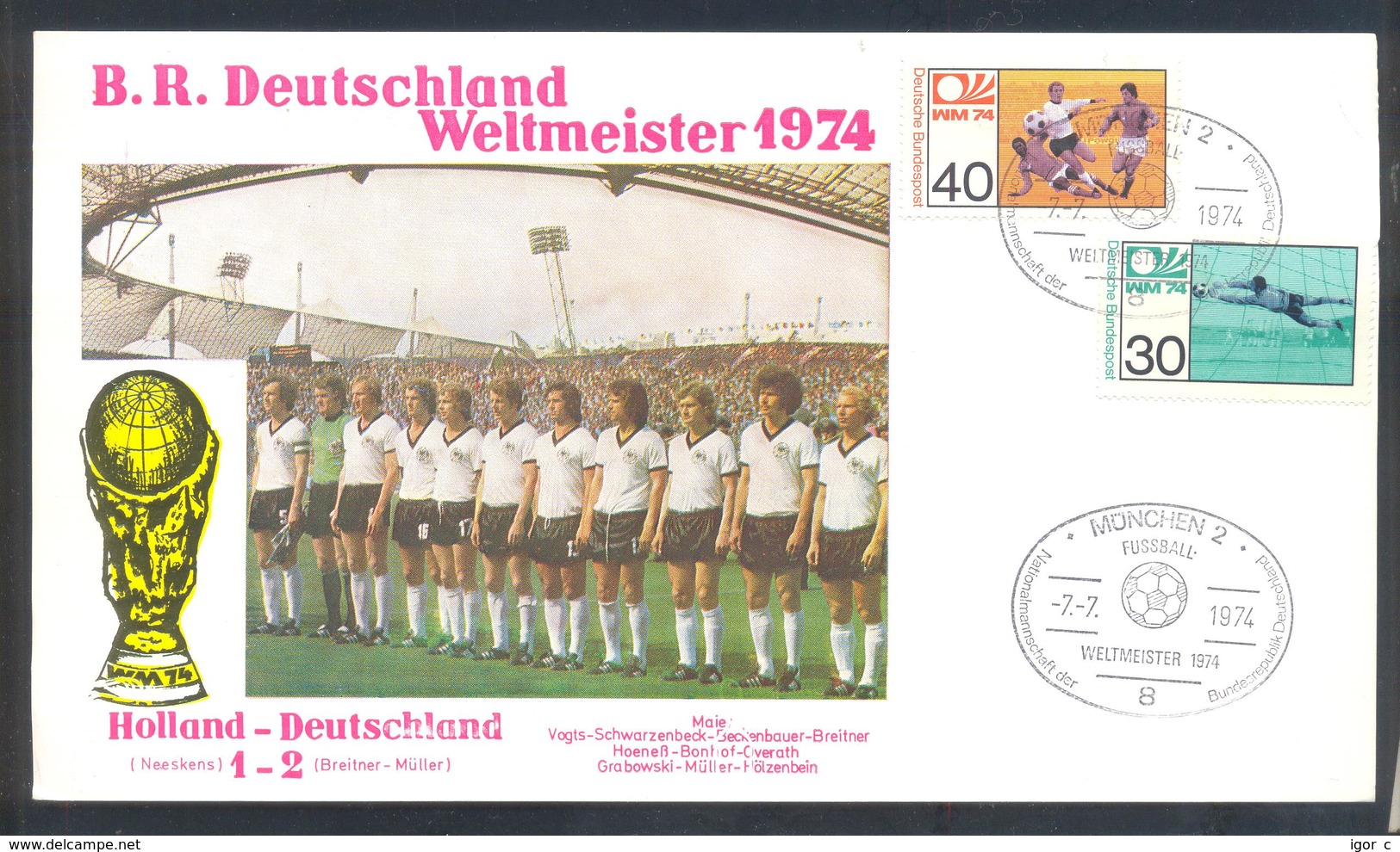 Germany 1974 Card: Football Fussball Soccer Calcio: FIFA World Cup; Germany Team Weltmmeister; Final Match Holland - 1974 – Westdeutschland