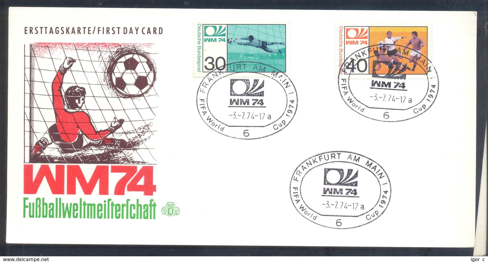 Germany 1974 Card: Football Fussball Soccer Calcio: FIFA World Cup; Frankfurt Cancellation; - 1974 – Westdeutschland