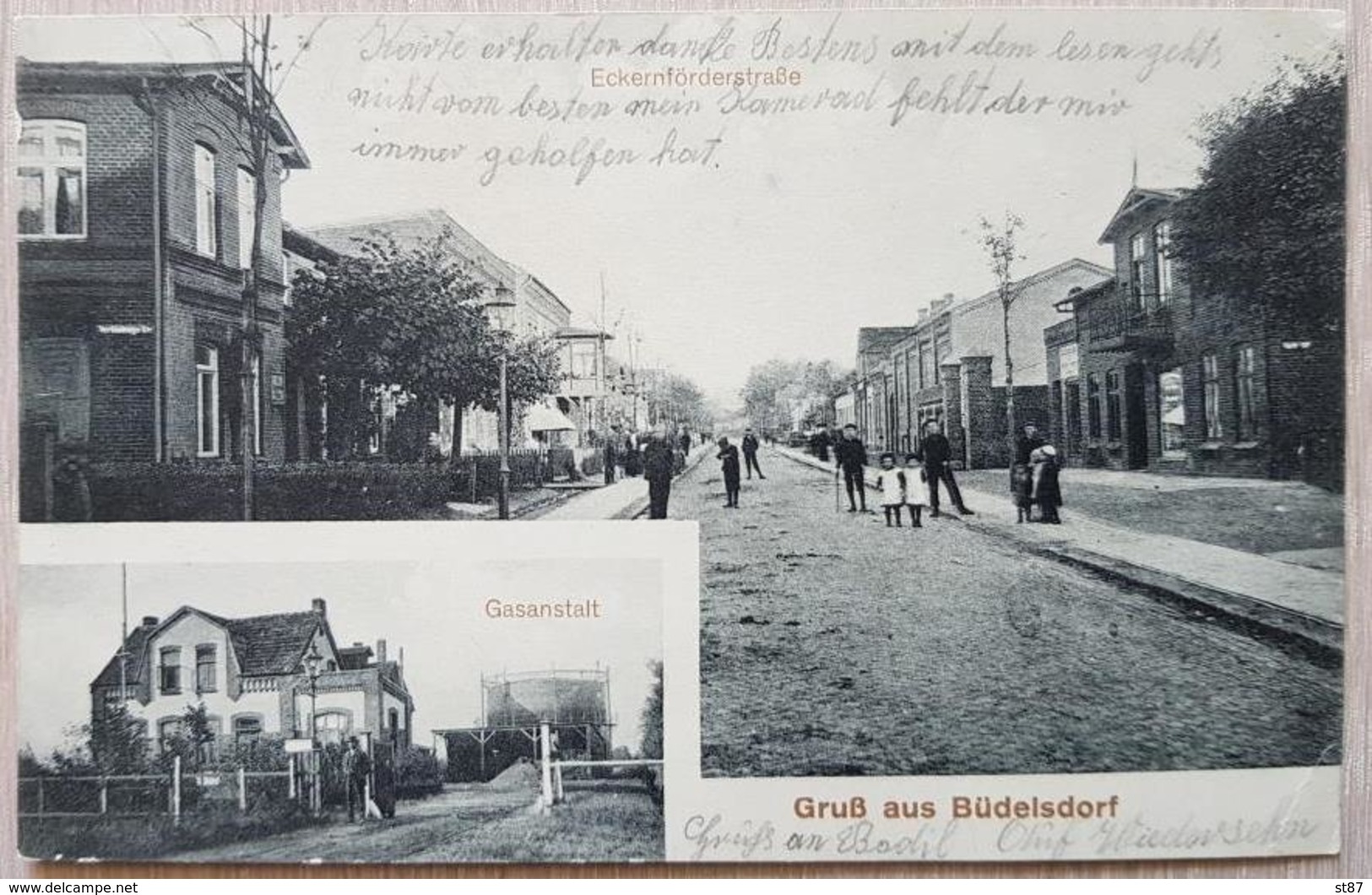 Germany 1916 Gruß Aus Büdelsdorf Eckernfördestraße - Other & Unclassified