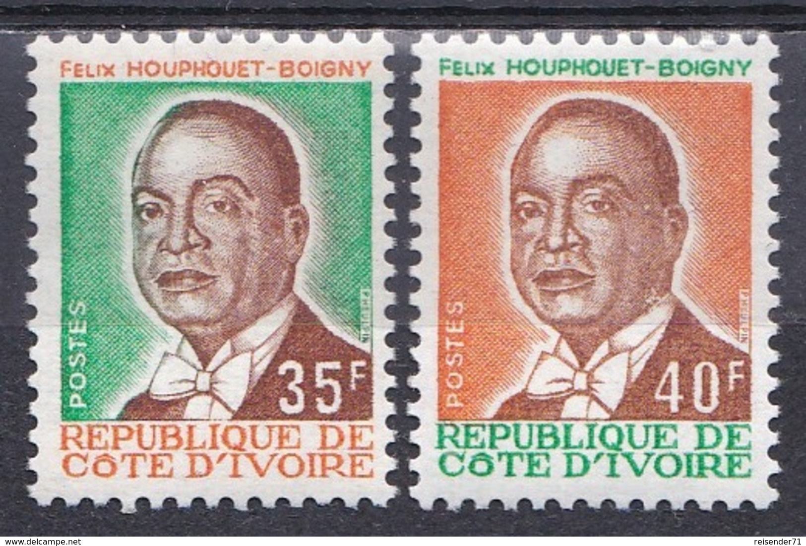 Elfenbeinküste Ivory Coast Cote D'Ivoire 1974 Geschichte Persönlichkeiten Präsident Houphouet-Boigny, Mi. 455-6 ** - Côte D'Ivoire (1960-...)