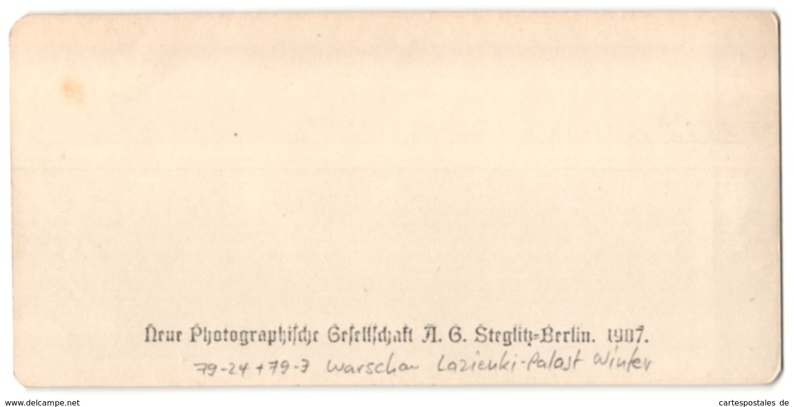 Stereo-Fotografie Neue Photogr. Gesellschaft, Berlin-Steglitz, Ansicht Warschau, Lazienki-Palast Im Winter - Fotos Estereoscópicas