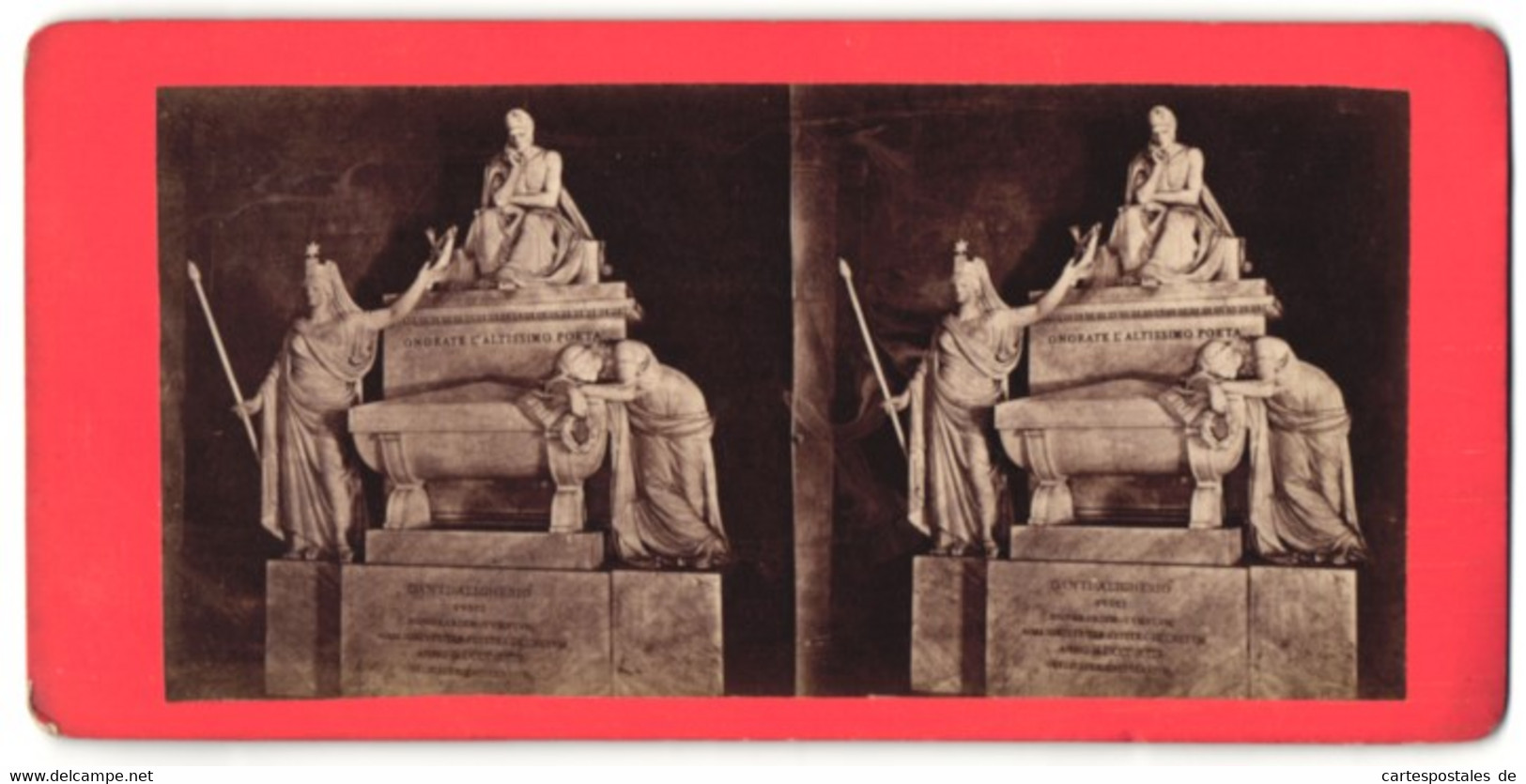 Stereo-Foto Unbekannter Fotograf, Ansicht Florenz, Dante Alligheri - Stereoscopio