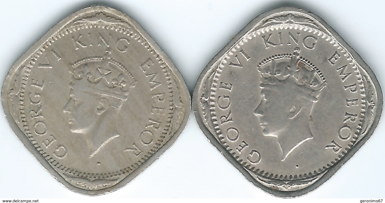 India - George VI - 2 Annas - 1939 (shorter Trefoils In Crown - KM541) & 1940 - KM542 - Inde