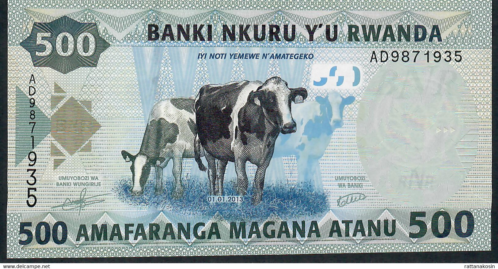 RWANDA   P38   500  FRANCS    2013 Prefix  #AD.     UNC. - Ruanda