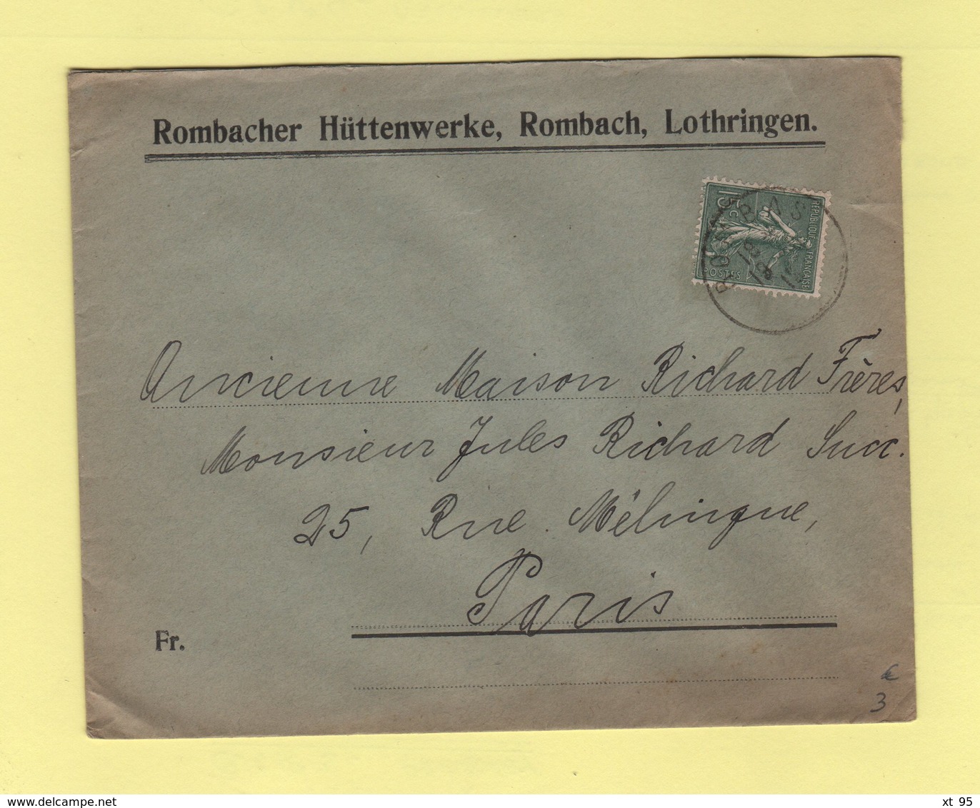 Alsace Lorraine - Rombas - Rombach - 1919 - Lettres & Documents