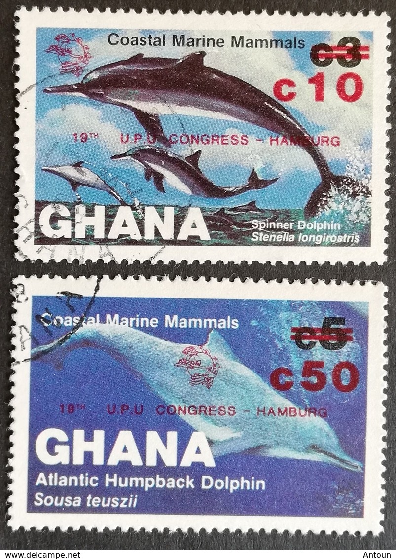 Ghana 1984 Costal Marine Mammals Surcharged And Overprinted  U.P.U. In Red USED - Ghana (1957-...)