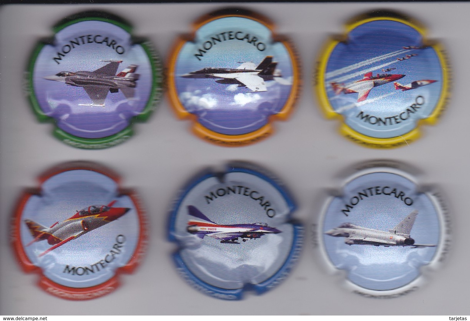 SERIE COMPLETA DE 6 PLACAS DE CAVA DE MONTECARO DE AVIONES MILITARES (CAPSULE) PLANE - Placas De Cava