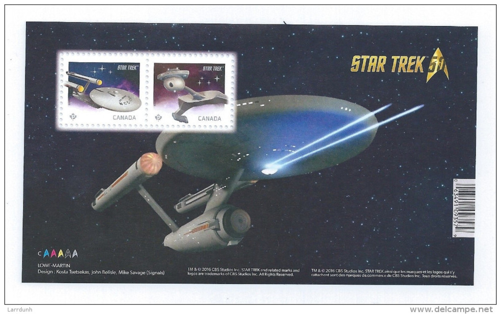 Canada 2016 Star Trek 50th Anniversary P-Stamps Souvenir Sheet Block MNH A04s - Blocks & Sheetlets