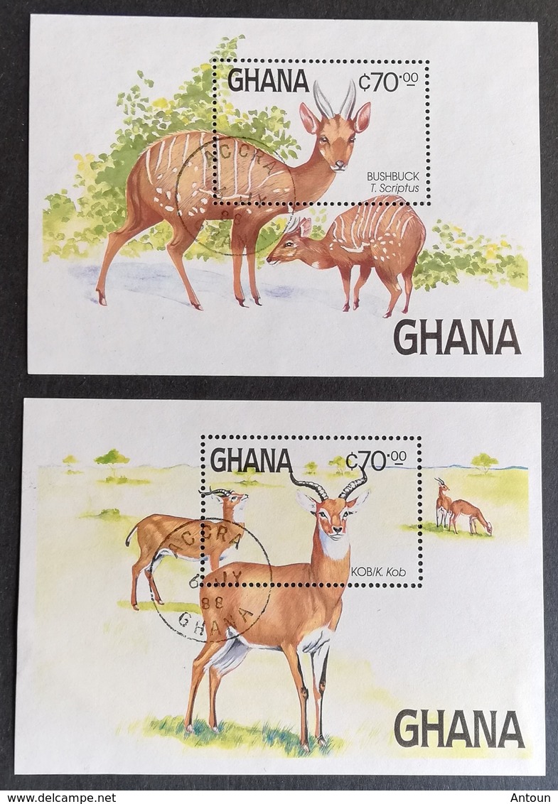 Ghana 1984 Endangered Species S/S Pair USED - Ghana (1957-...)