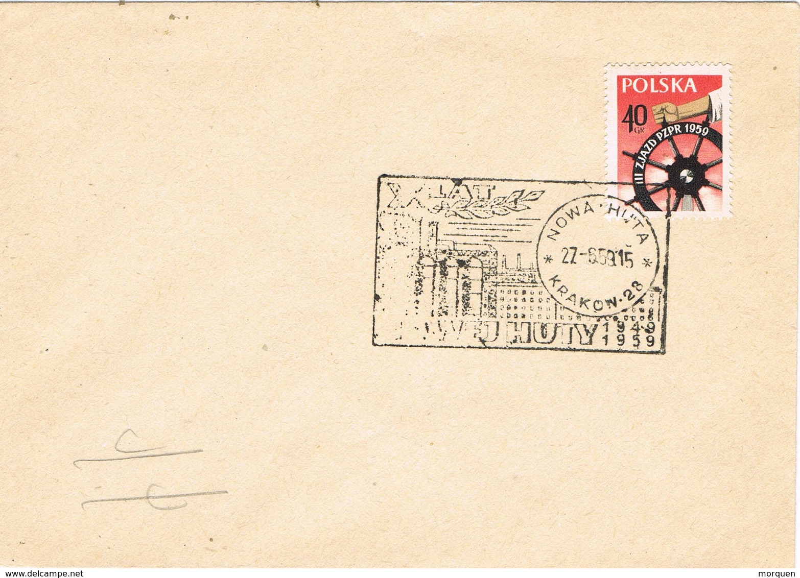 32381. Carta NOWA HUTA (Krakow) Polska 1959. 10º Aniversario - Cartas & Documentos