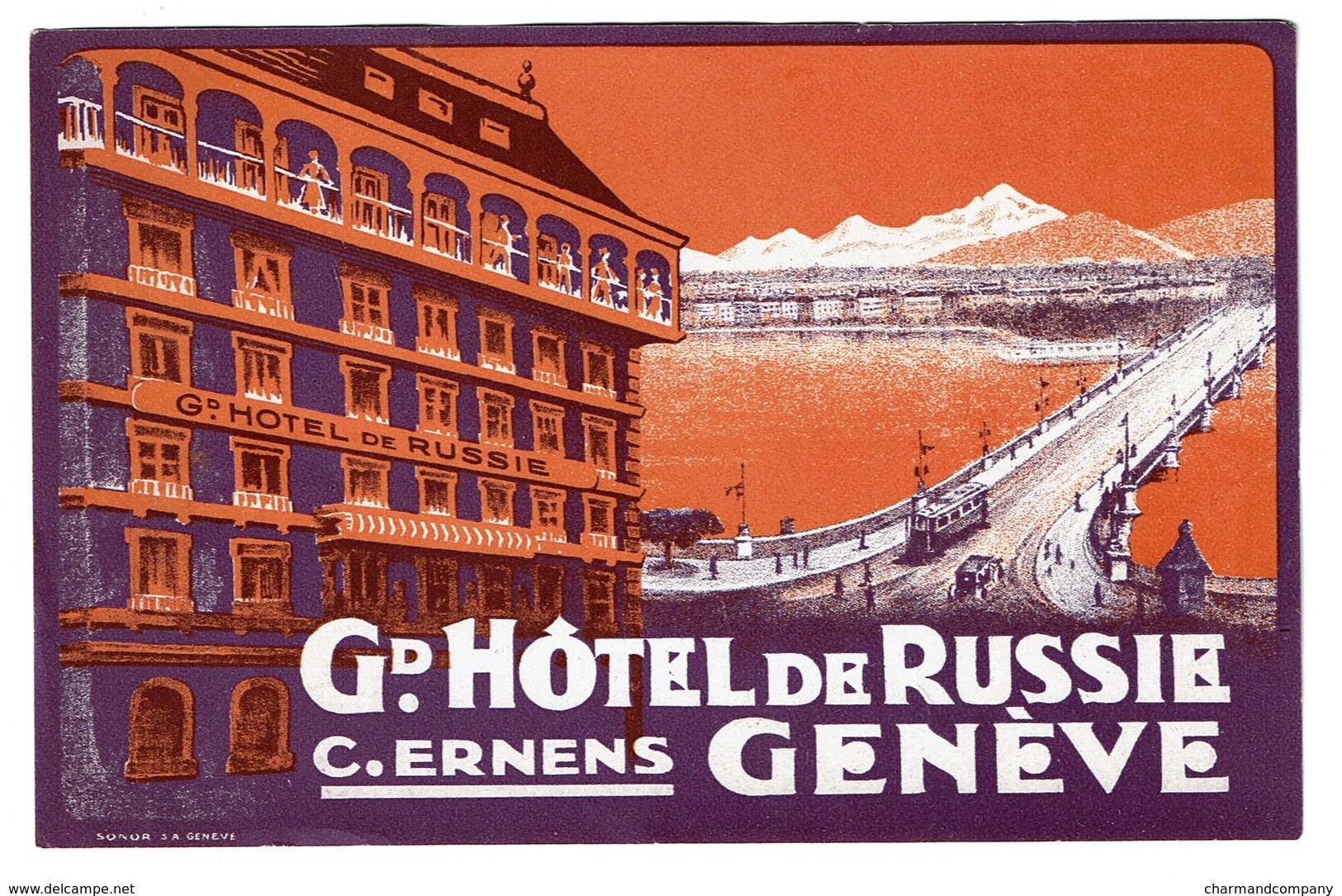 Etiquette D'Hôtel Suisse - GENEVE -Gd Hôtel De Russie - C. Ernens LUGGAGE LABEL - Voir Scan - Hotel Labels