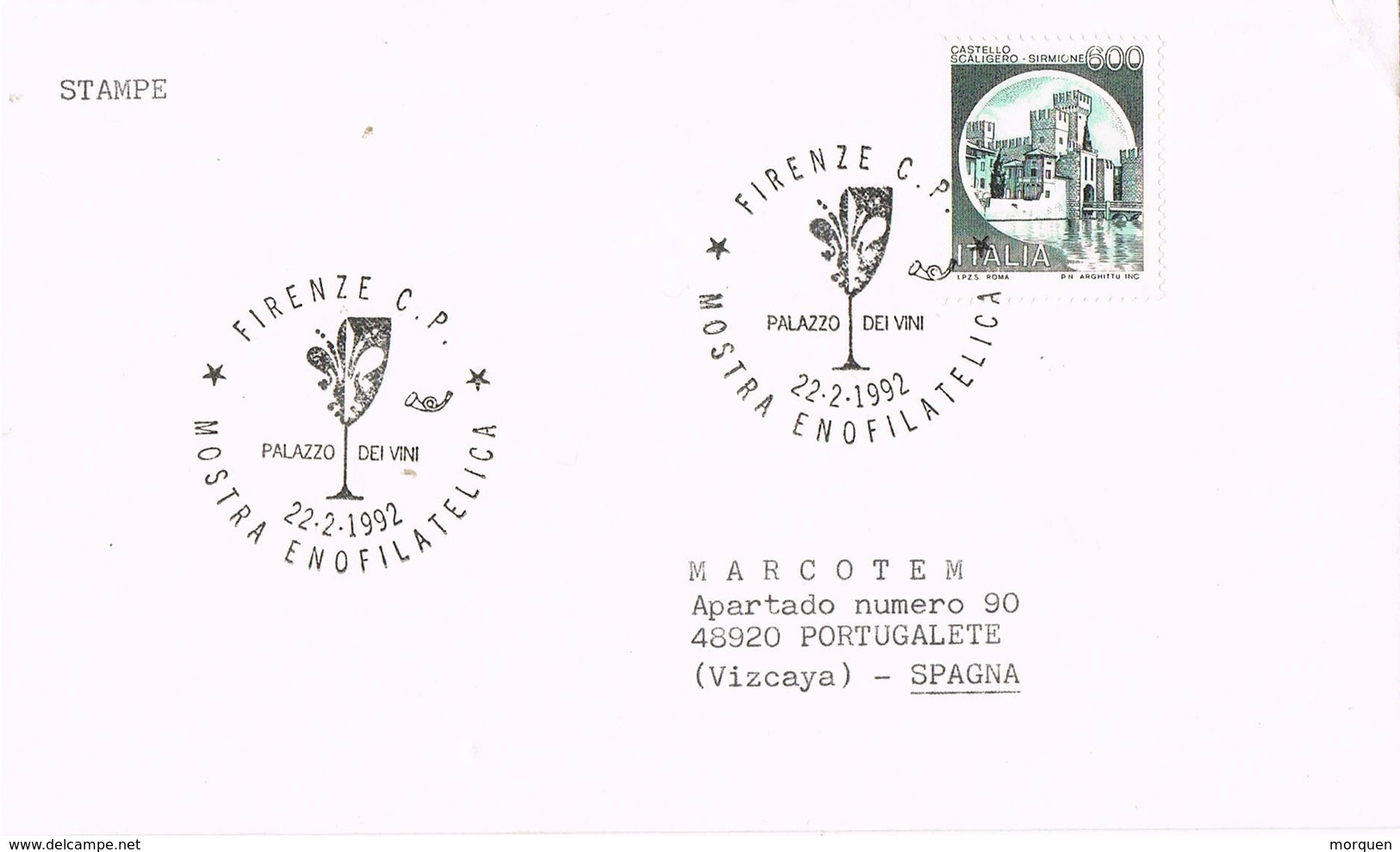 32382. Carta FIRENZE (Italia) 1992. Vino, Wein, Vini. Mostra Enofilatelica - 1991-00: Storia Postale