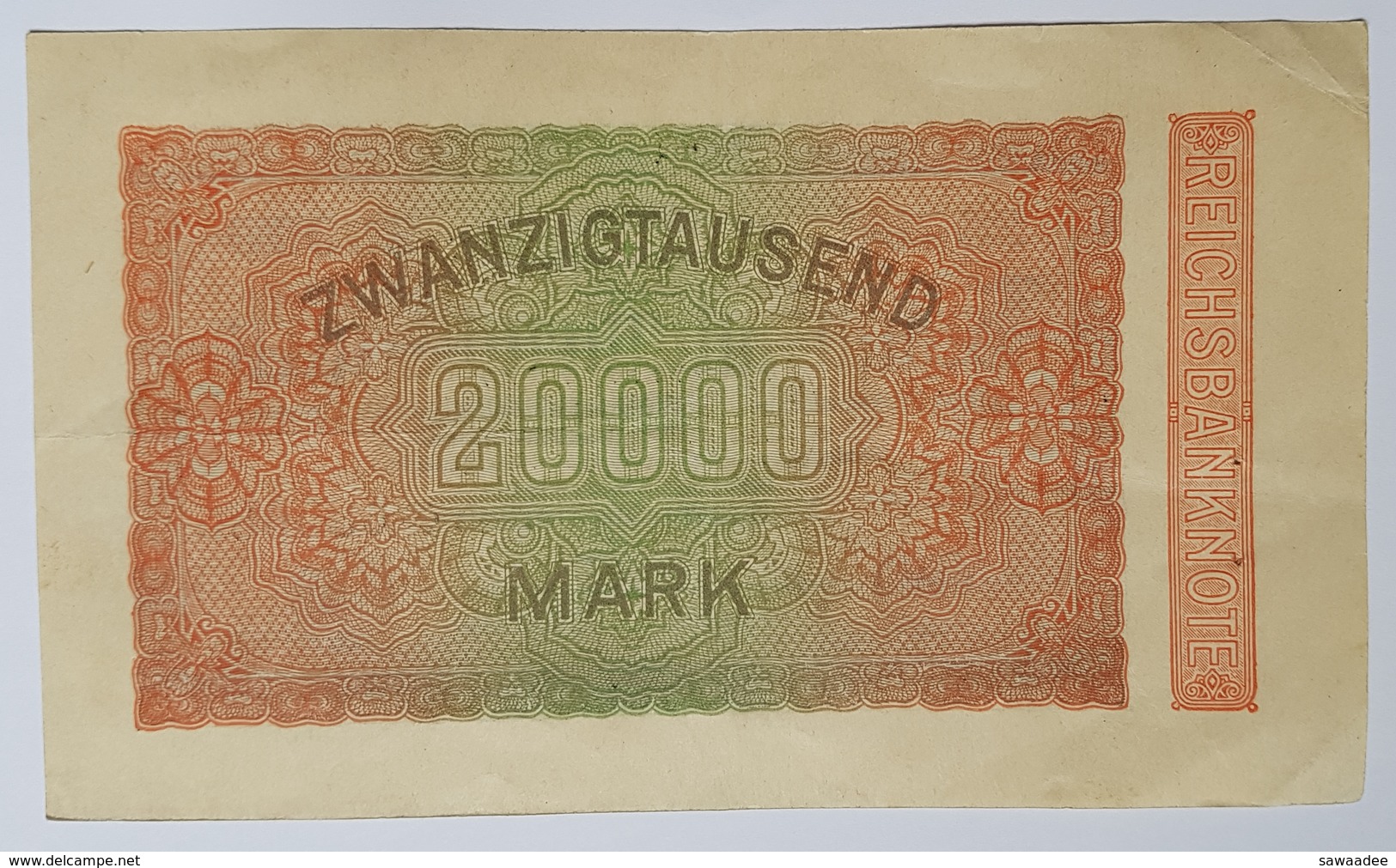 BILLET ALLEMAGNE - REPUBLIQUE DE WEIMAR - 1923 - P.85 - REICHSBANKNOTE - 20000 MARK - 20.000 Mark