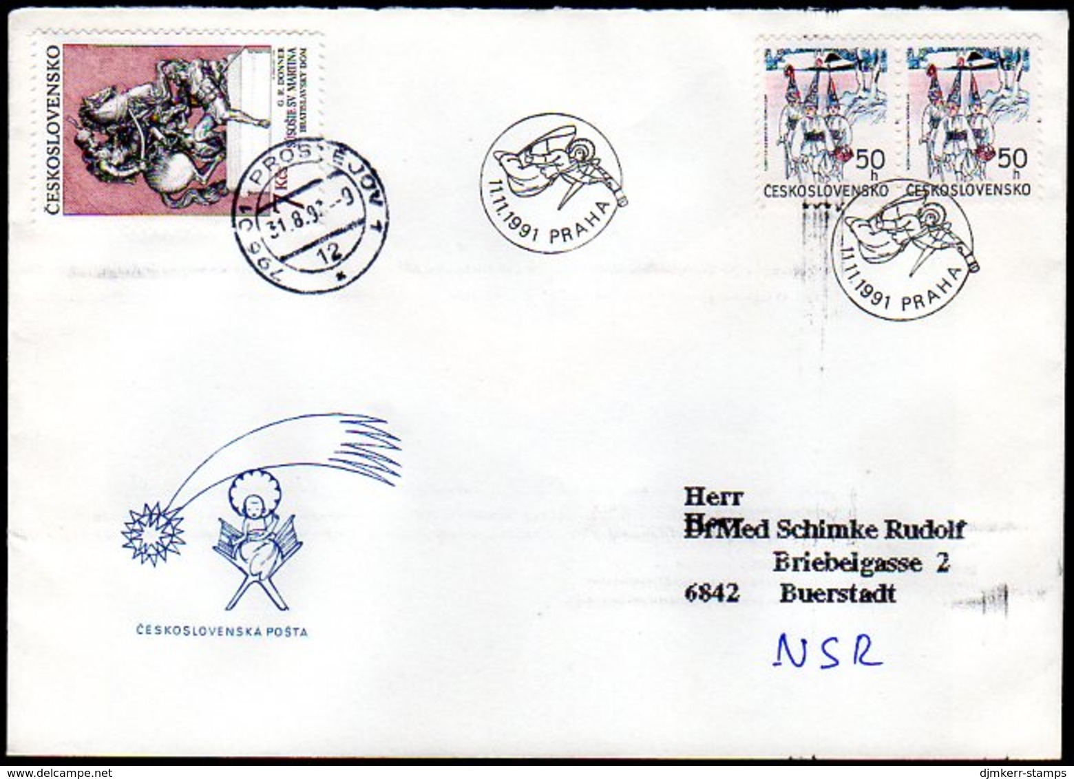 CZECHOSLOVAKIA 1991 Christmas FDC.  Michel 3107 - FDC