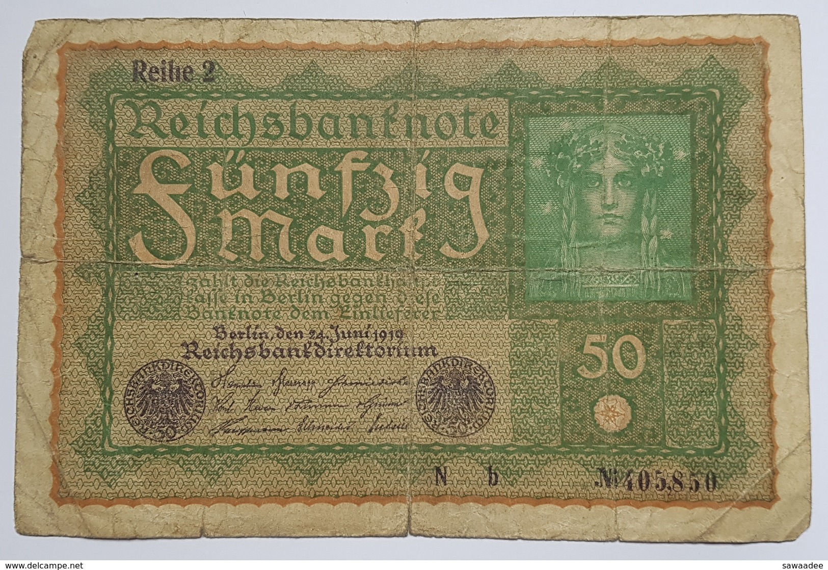 BILLET ALLEMAGNE - EMPIRE - P.66 - 50 MARK - 1919 - 50 Mark