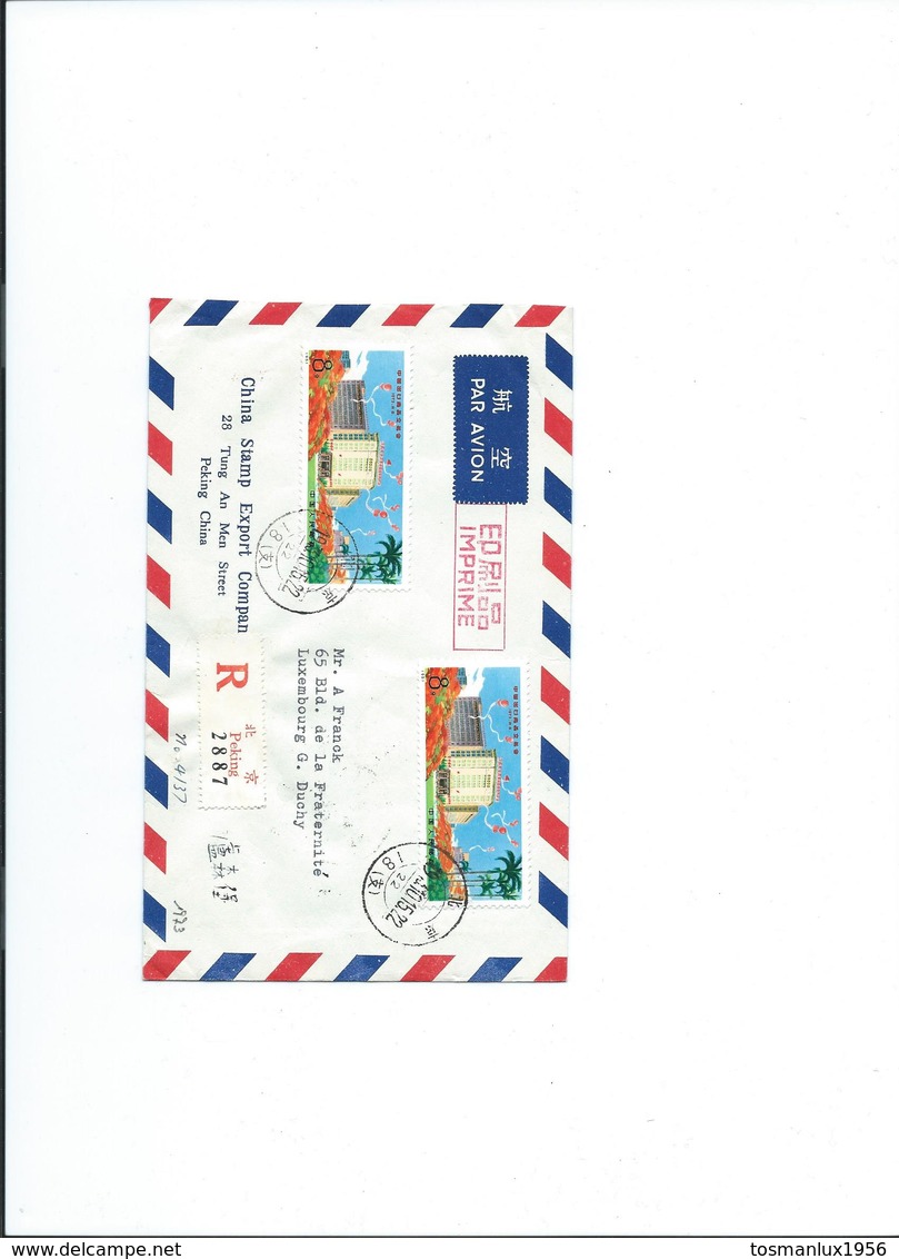 Lettre Par Avion De Chine 1973 {Chine - Luxembourg Très Rare TTBE } En R. - Covers & Documents