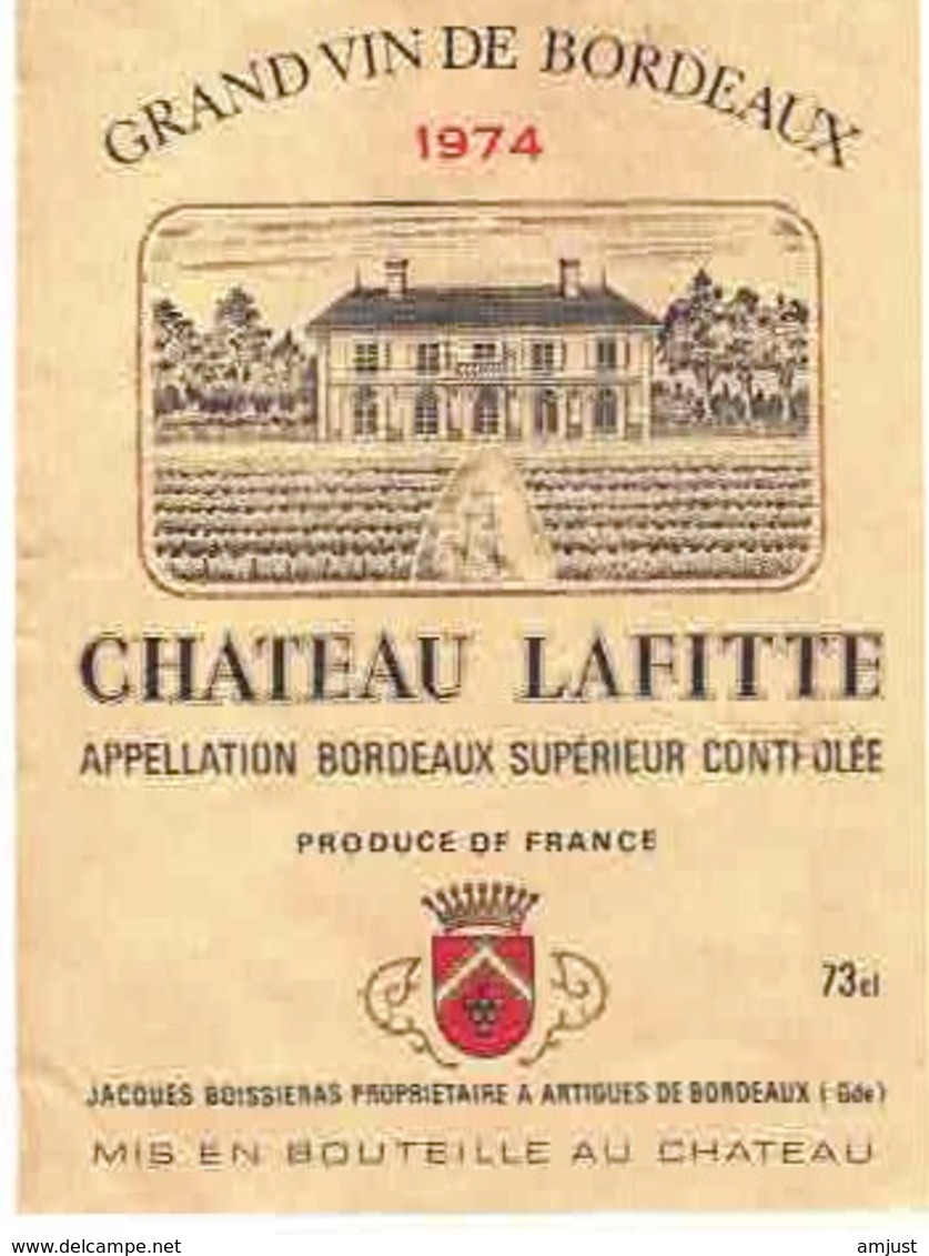 Rare Etiquette De Vin // Bordeaux // Château Lafitte, 1974 - Bordeaux