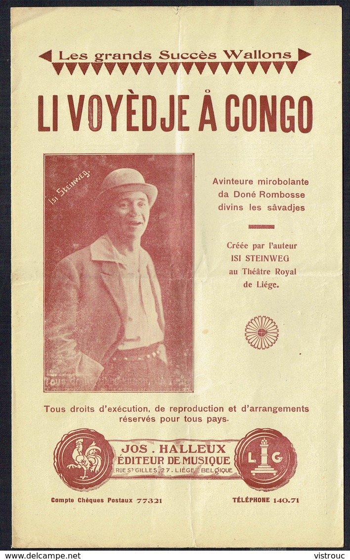 WALLON - " Li Voyèdje A Congo " - Les Grands Succès Wallons - Isi STEINWEG - Editions Jos. HALLEUX, Liège. - Romane