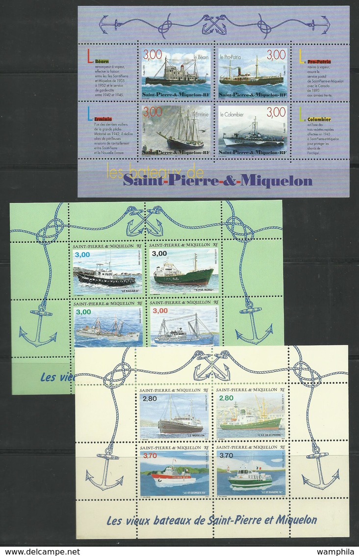 St Pierre & Miquelon, lot de poste, P.A. blocs, neufs** MNH, faciale 45€