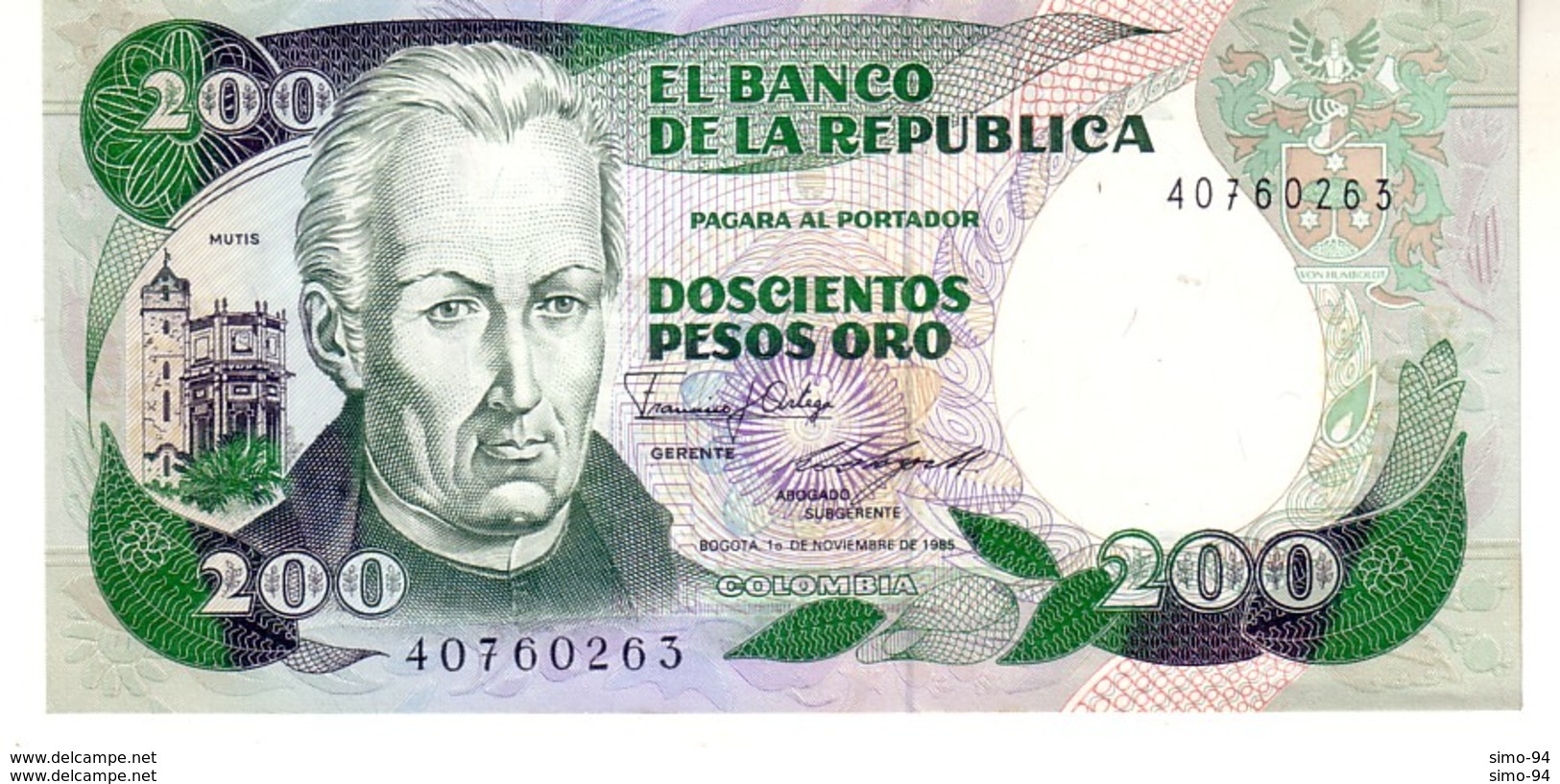 Colombia P.429 200  Pesos 10-11-1985  Unc - Colombia