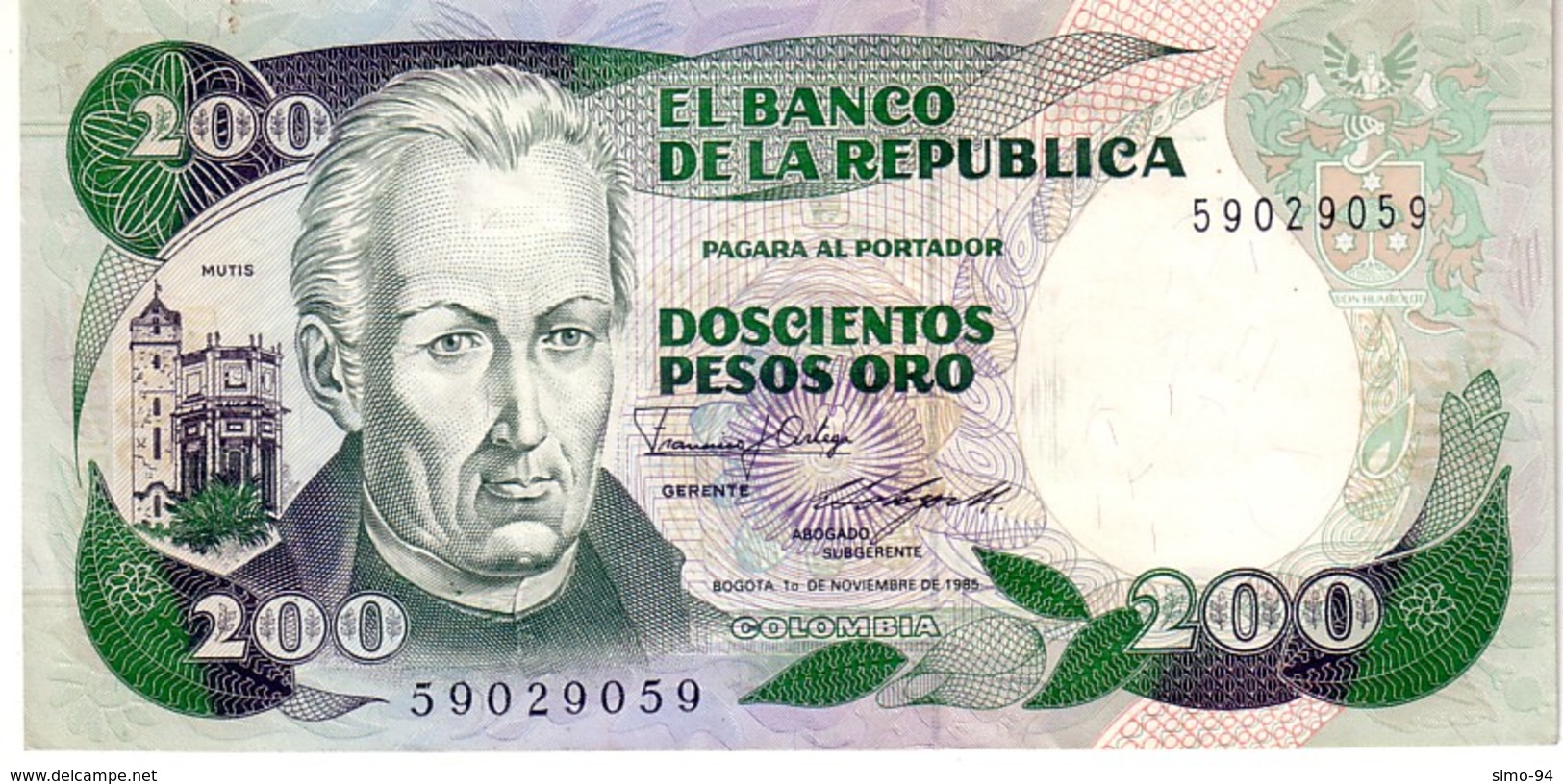 Colombia P.429 200  Pesos 10-11-1985  Unc - Colombie