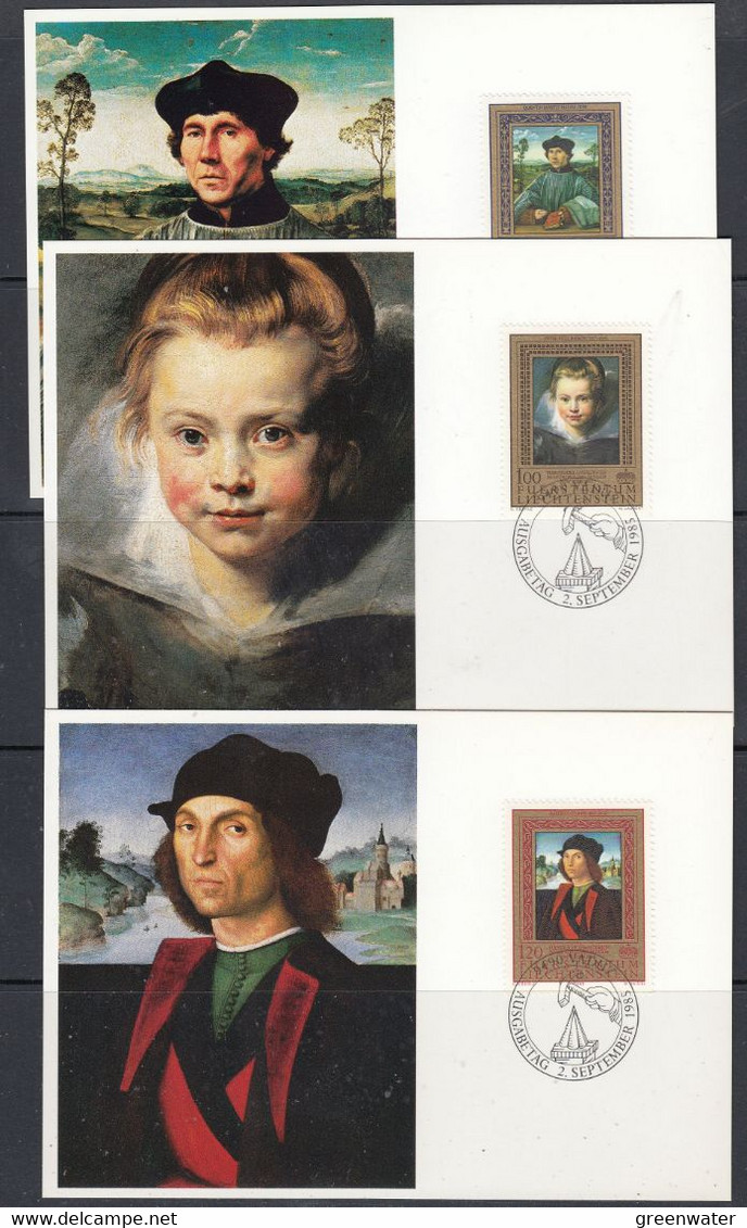 Liechtenstein 1985 Paintings 3v 3 Maxicards ** Mnh (51851) - Maximumkaarten