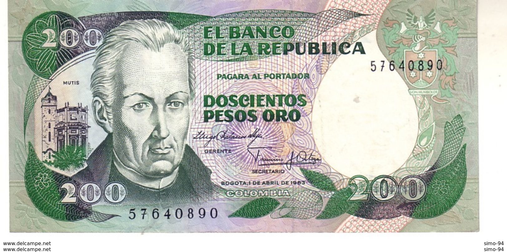 Colombia P.429 200 Pesos 1983 Xf - Colombia