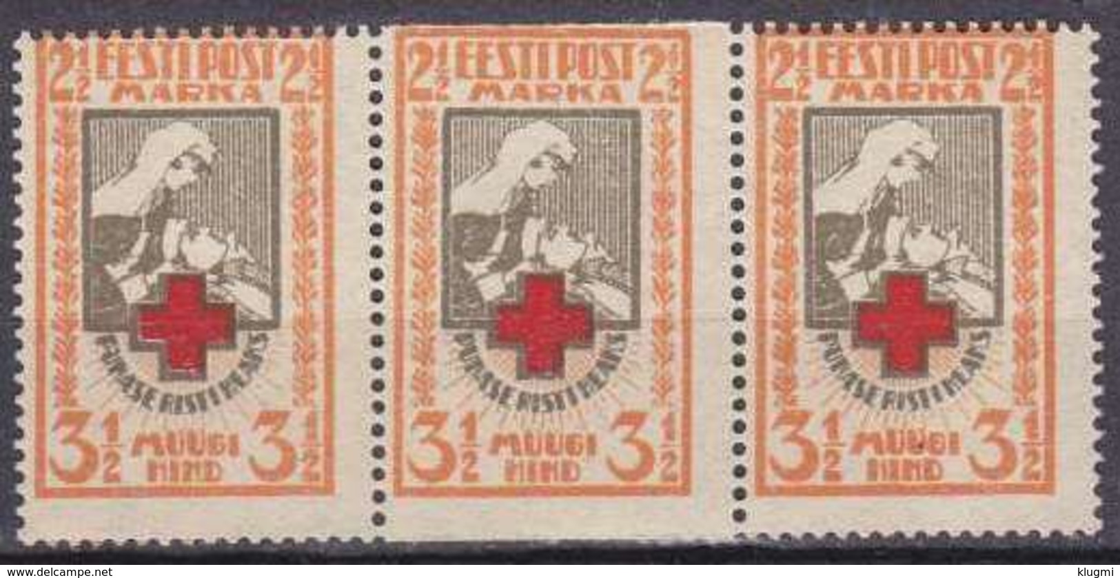 ESTLAND ESTONIA [1921] MiNr 0029 A Uw ( **/mnh ) [01] Rotes Kreuz 3er - Estland