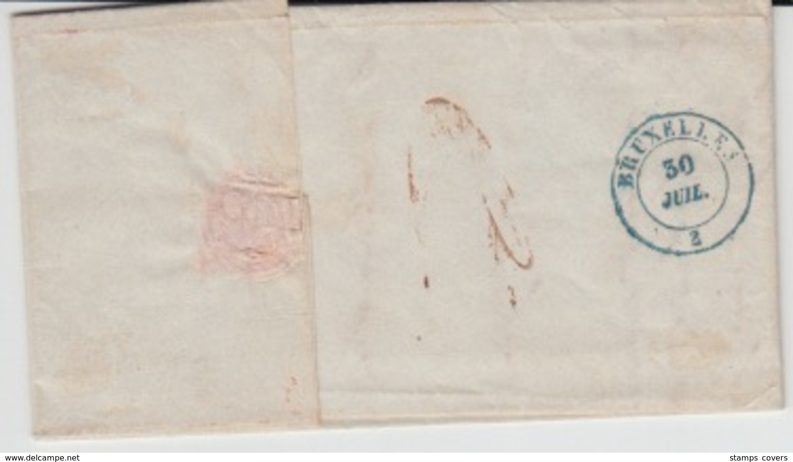 BELGIUM USED COVER 29 JUILLET 1846 STAVELOT BRUXELLES - 1830-1849 (Belgique Indépendante)