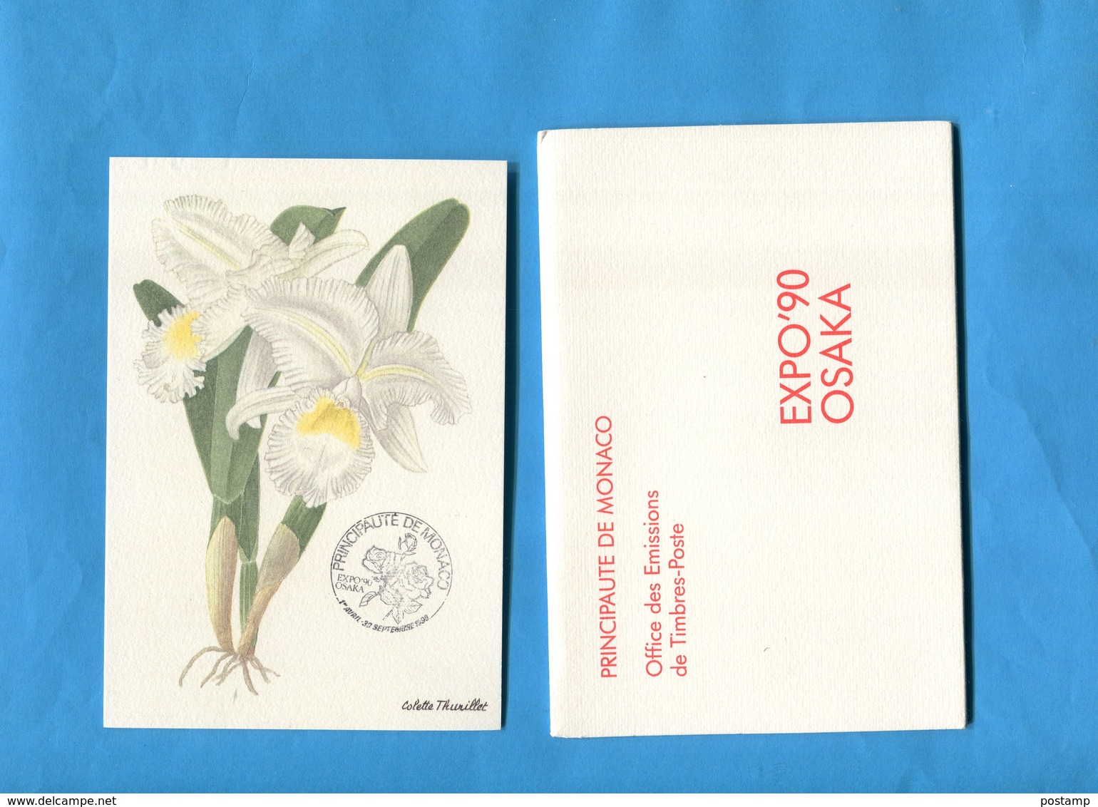 MONACO -MAGNIFIQUE Série 5 Cartes Maximun-Fleurs-flowers-expo Osaka 90-+enveloppe +carte Crown Princess - Maximumkaarten