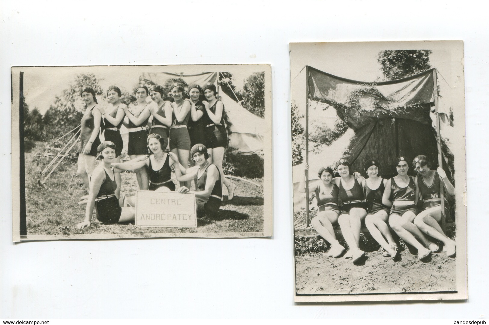 01 AIN Brenod Centre ANDRE PATEY Camping Deux Photos Jeunes Filles Maillot Bain Baigneuses Tente - Non Classés